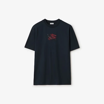 EKD Check Cotton T-shirt in Navy - Men | Burberry® Official