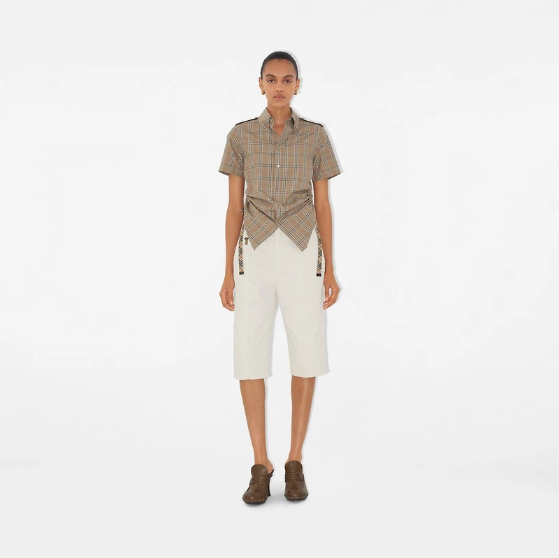 Slim Fit Check Cotton Shirt in Nut - Women | Burberry® Official