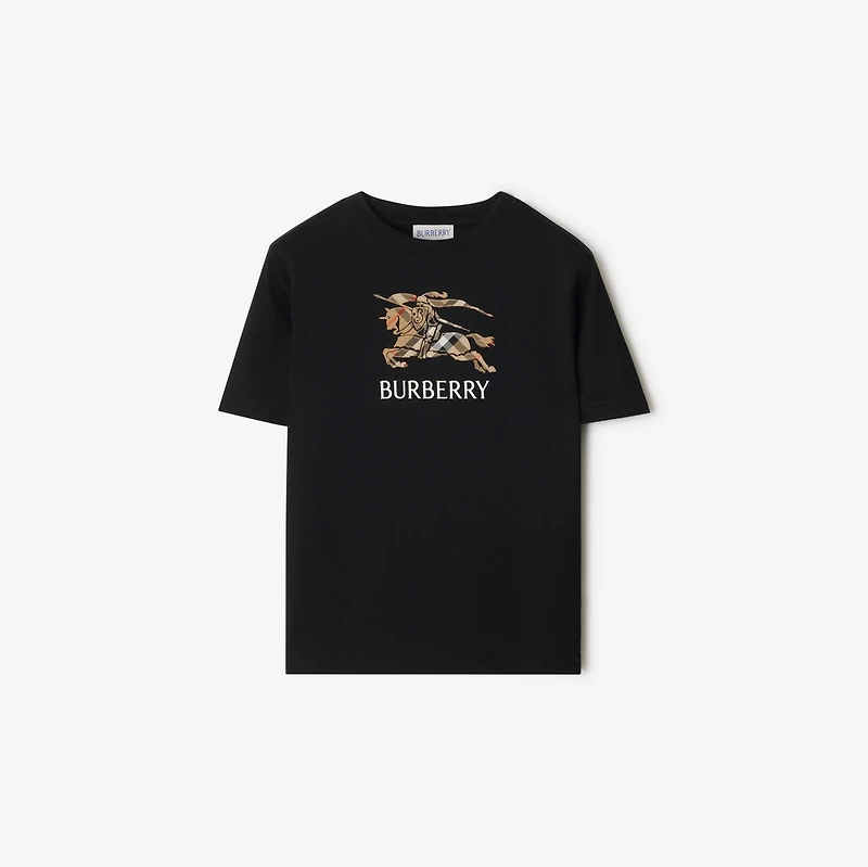 EKD Check Cotton T-shirt in Black | Burberry® Official