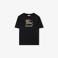 EKD Check Cotton T-shirt in Black | Burberry® Official