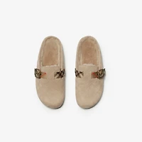 Check Shearling Urchin Clogs in Blonde beige - Women | Burberry® Official