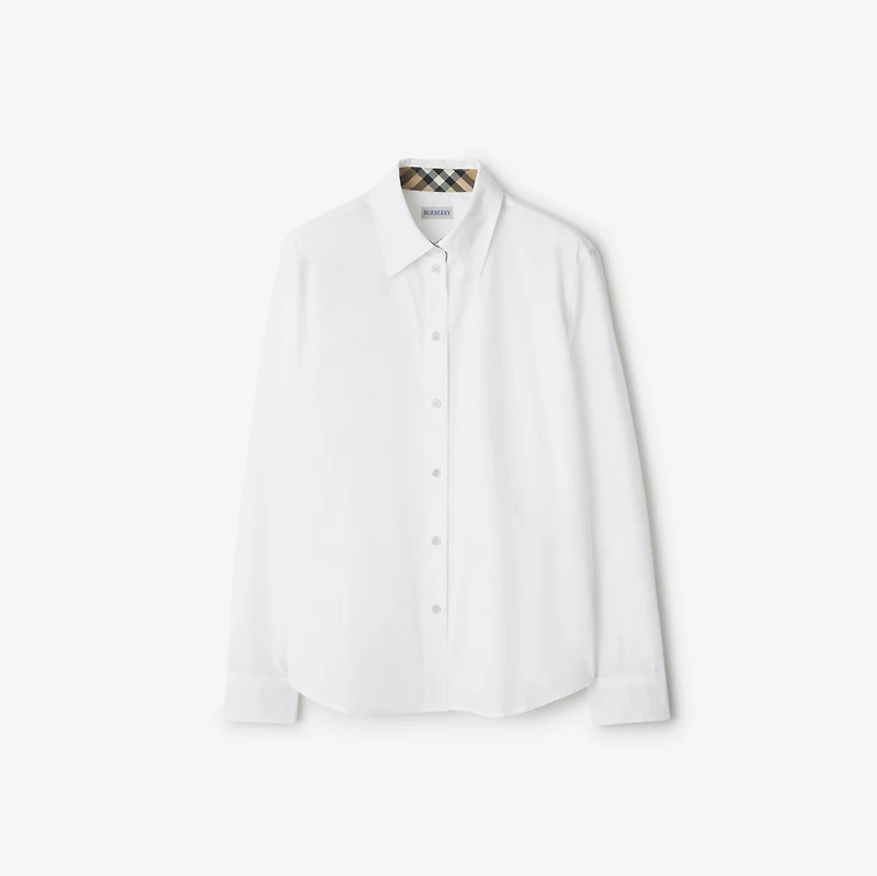 Regular Fit Cotton Poplin Shirt in White - Women | Burberry® Official