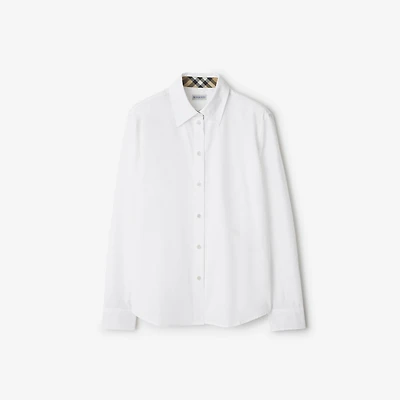 Regular Fit Cotton Poplin Shirt in White - Women | Burberry® Official