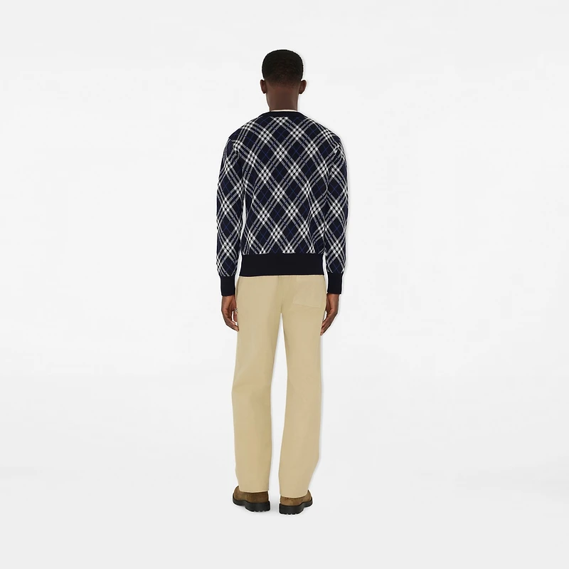 Check Wool Blend Sweater in Ink blue - Men | Burberry® Official
