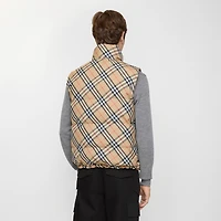 Reversible Check Puffer Gilet in Sand beige - Men | Burberry® Official