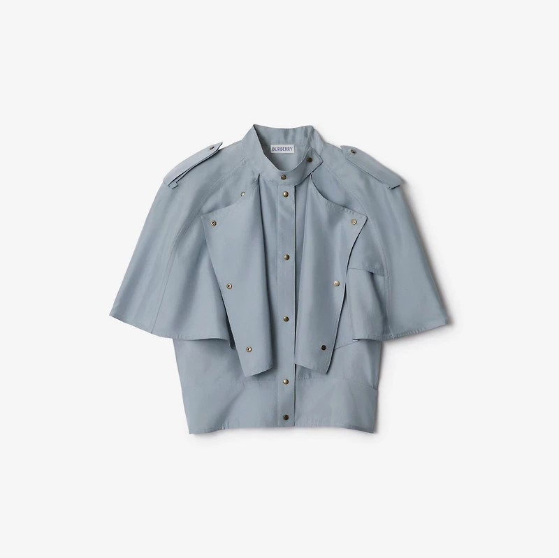 Silk Cape Top in Gale - Women | Burberry® Official