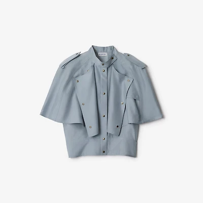 Silk Cape Top in Gale - Women | Burberry® Official