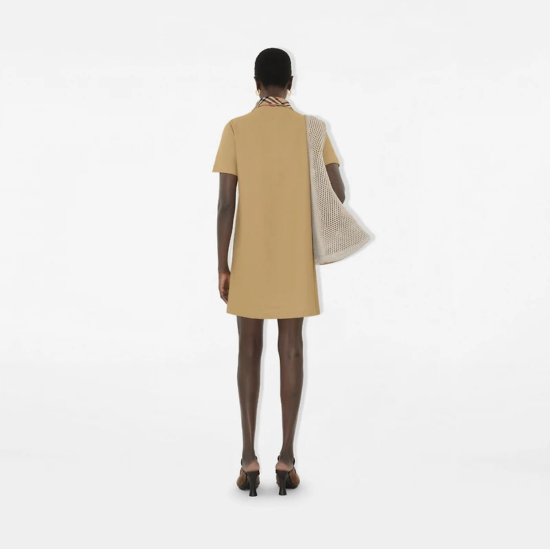 Check Collar Cotton Polo Shirt Dress in Flax - Women | Burberry® Official