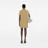 Check Collar Cotton Polo Shirt Dress in Flax - Women | Burberry® Official