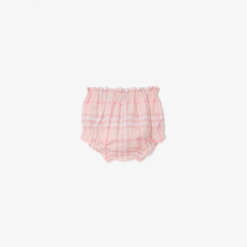 Check Cotton Dress with Bloomers in Ice pink - Children | Burberry® Official