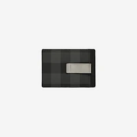Check Money Clip Card Case in Charcoal grey - Men, Canvas | Burberry® Official