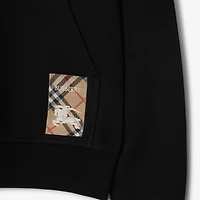 Check Label Cotton Hoodie in Black - Men | Burberry® Official