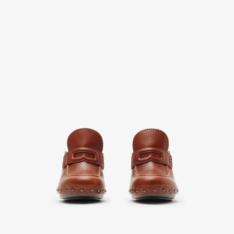Leather Potter Clogs in Chestnut - Women | Burberry® Official