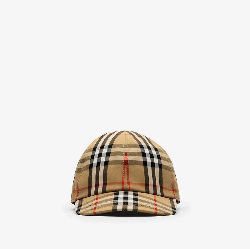 Check Cotton Baseball Cap in Sand beige - Children | Burberry® Official