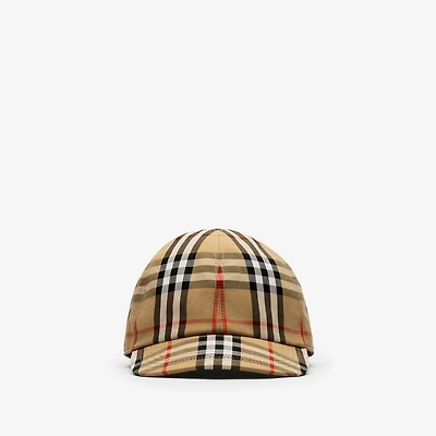 Check Cotton Baseball Cap in Sand beige - Children | Burberry® Official