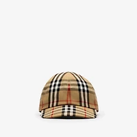Check Cotton Baseball Cap in Sand beige - Children | Burberry® Official