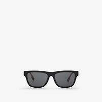 Check Rectangular Sunglasses in Black/beige Grey - Men | Burberry® Official