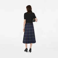 Check Wool Midi Kilt in Bright oxford blue/light granite - Women | Burberry® Official