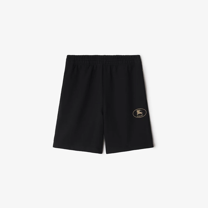 Knight Stamp Cotton Shorts in Black - Men | Burberry® Official