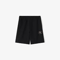 Knight Stamp Cotton Shorts in Black - Men | Burberry® Official