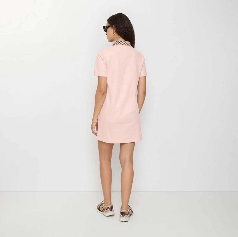 Check Collar Cotton Polo Shirt Dress in Bouquet pink - Women | Burberry® Official