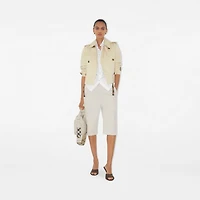 Check Trim Cotton Shirt in Optic white - Women | Burberry® Official