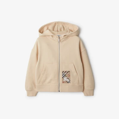 Check Label Cotton Zip Hoodie in Calico | Burberry® Official