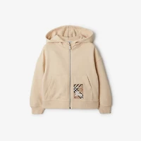 Check Label Cotton Zip Hoodie in Calico | Burberry® Official