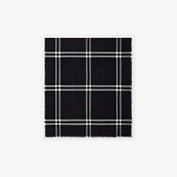 Wide Check Wool Scarf in Ink | Burberry® Official