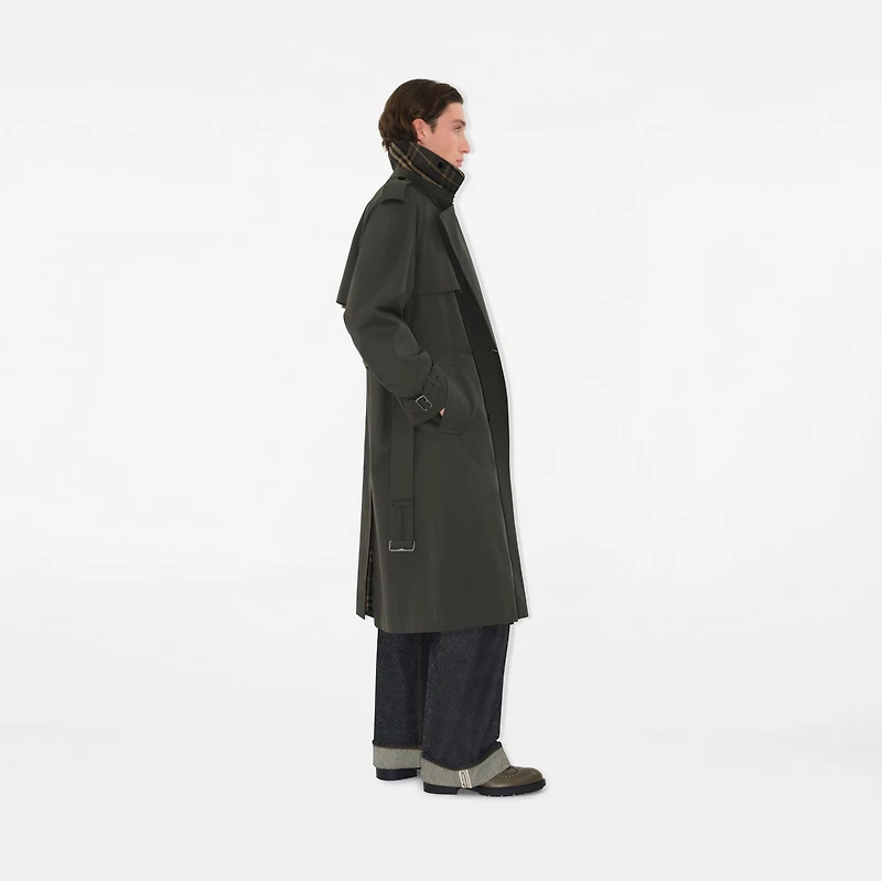 Long Gabardine Trench Coat in Graphite - Men, Cotton | Burberry® Official