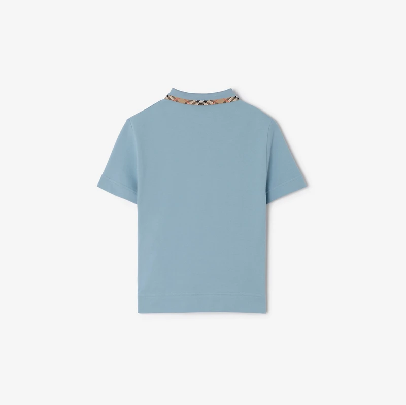 Cotton Pique Polo Shirt in Misty blue | Burberry® Official