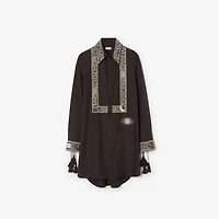 Embroidered Silk Shirt Dress in Campfire brown - Women | Burberry® Official