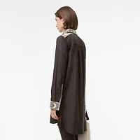 Embroidered Silk Shirt Dress in Campfire brown - Women | Burberry® Official