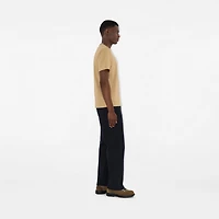Check Trim Cotton T-shirt in Flax beige - Men | Burberry® Official