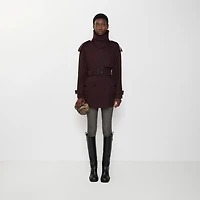 Short Gabardine Fitzrovia Trench Coat in Wine red - Women, Cotton | Burberry® Official
