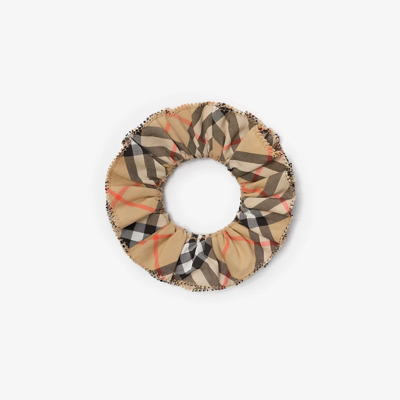 Check Cotton Scrunchie in Sand beige - Children | Burberry® Official