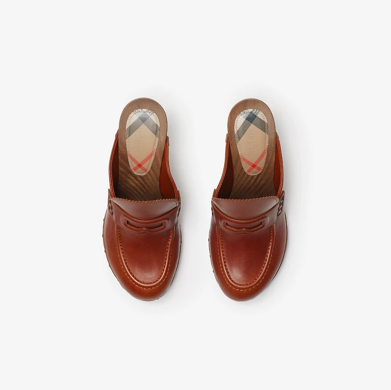 Leather Potter Clogs in Chestnut - Women | Burberry® Official
