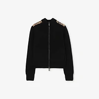 Check Patch Wool Cashmere Cardigan in Black - Women | Burberry® Official