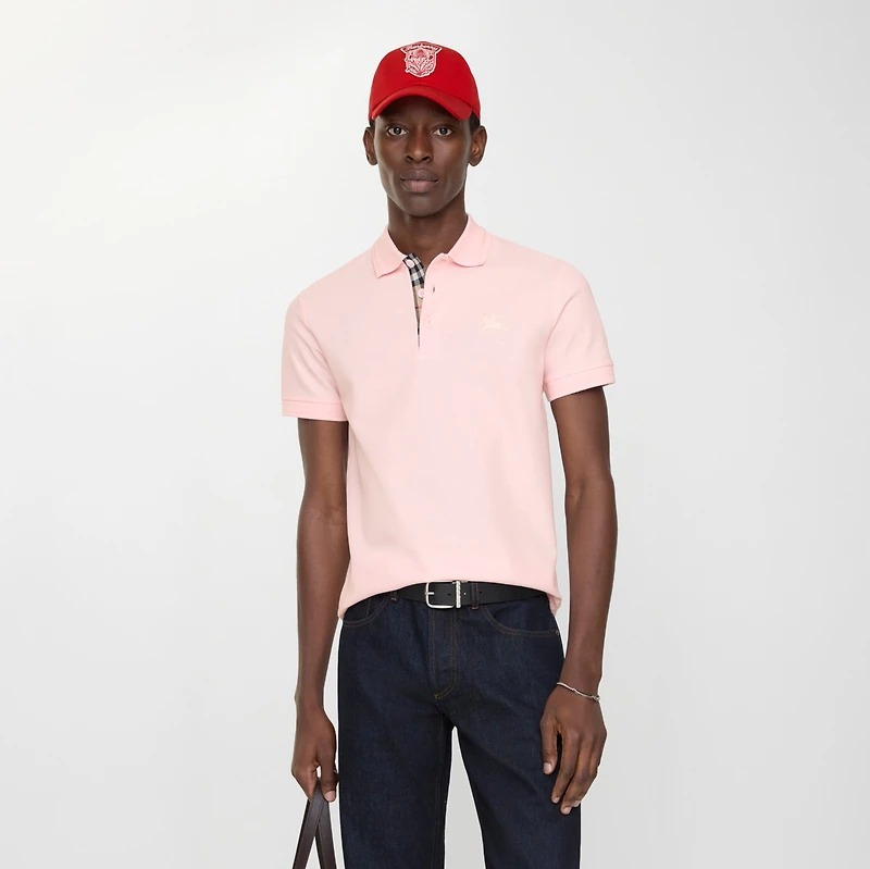 Cotton Polo Shirt in Mallow pink - Men | Burberry® Official