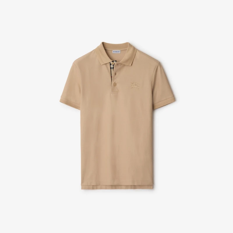 Cotton Polo Shirt in Soft fawn beige - Men | Burberry® Official