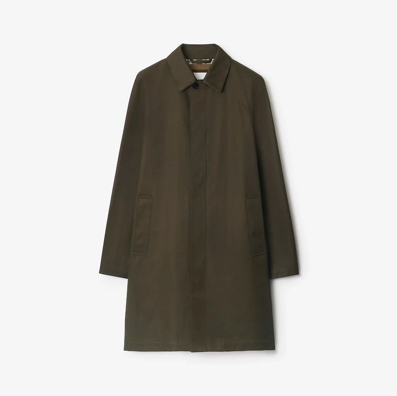 Mid-length Bonded Gabardine Car Coat in Juniper green - Men | Burberry® Official