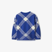 Check Wool Blend Cardigan in Knight | Burberry® Official