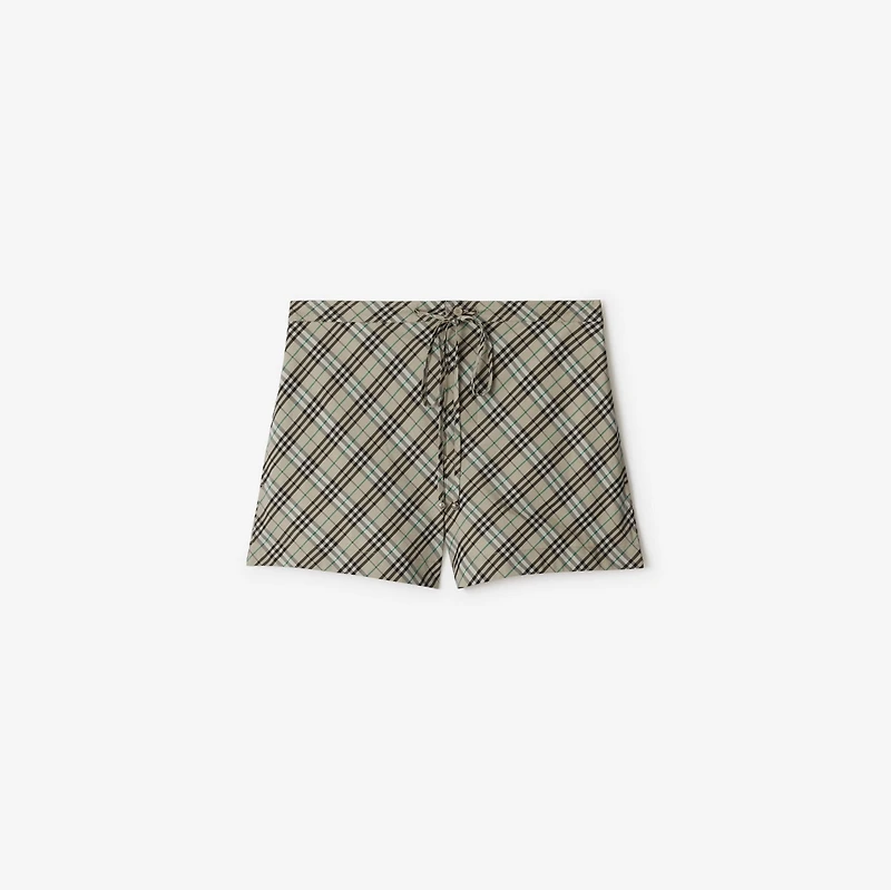 Check Cotton Pyjama Shorts in Husk - Women | Burberry® Official