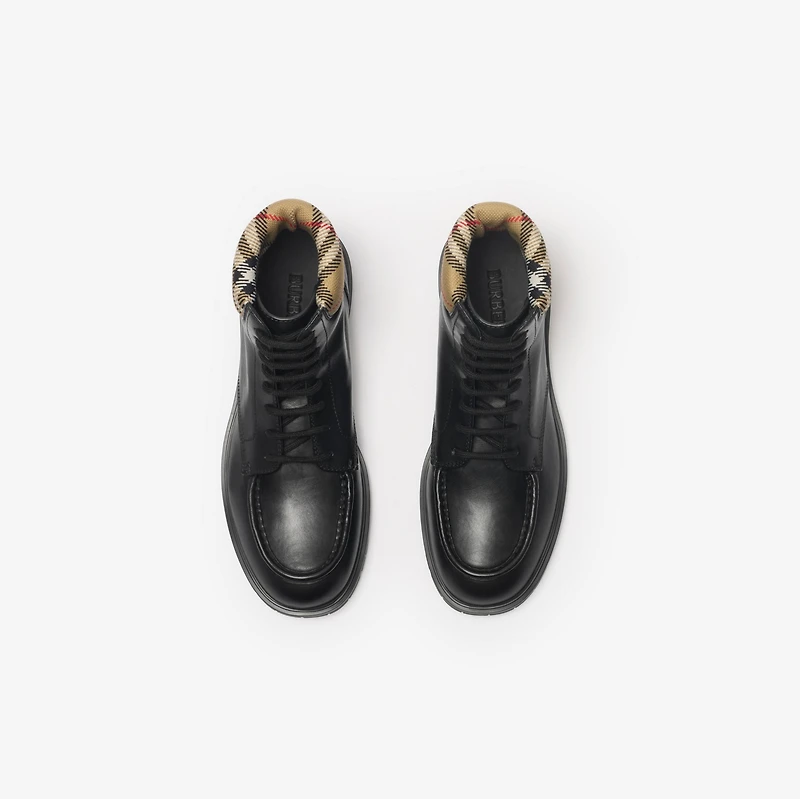 Leather Rogue Combat Boots in Black - Men | Burberry® Official