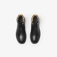 Leather Rogue Combat Boots in Black - Men | Burberry® Official