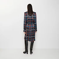 Belt Check Viscose Trench Dress in Petrol blue - Women | Burberry® Official