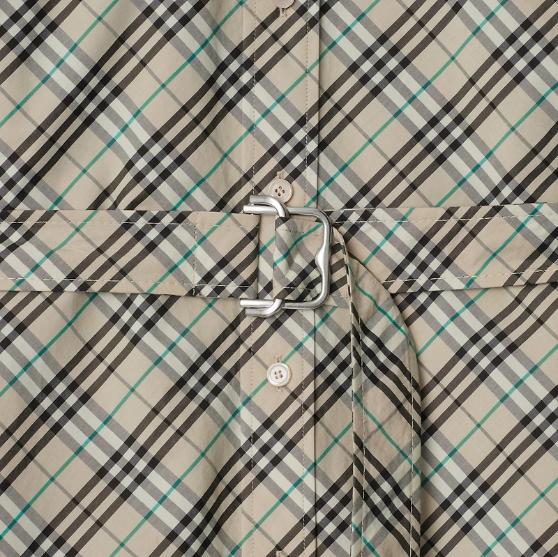 Check Cotton Shirt Dress in Husk - Women | Burberry® Official
