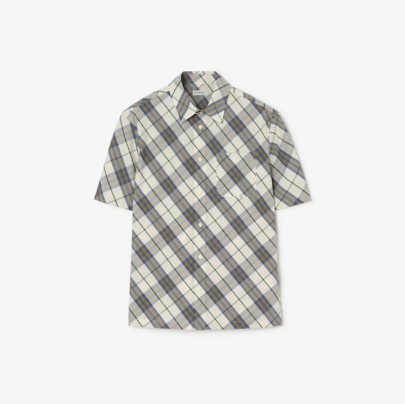 Classic Fit Check Cotton Shirt in Peacock blue - Men | Burberry® Official