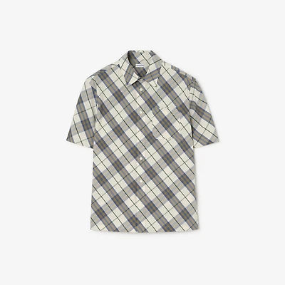 Classic Fit Check Cotton Shirt in Peacock blue - Men | Burberry® Official