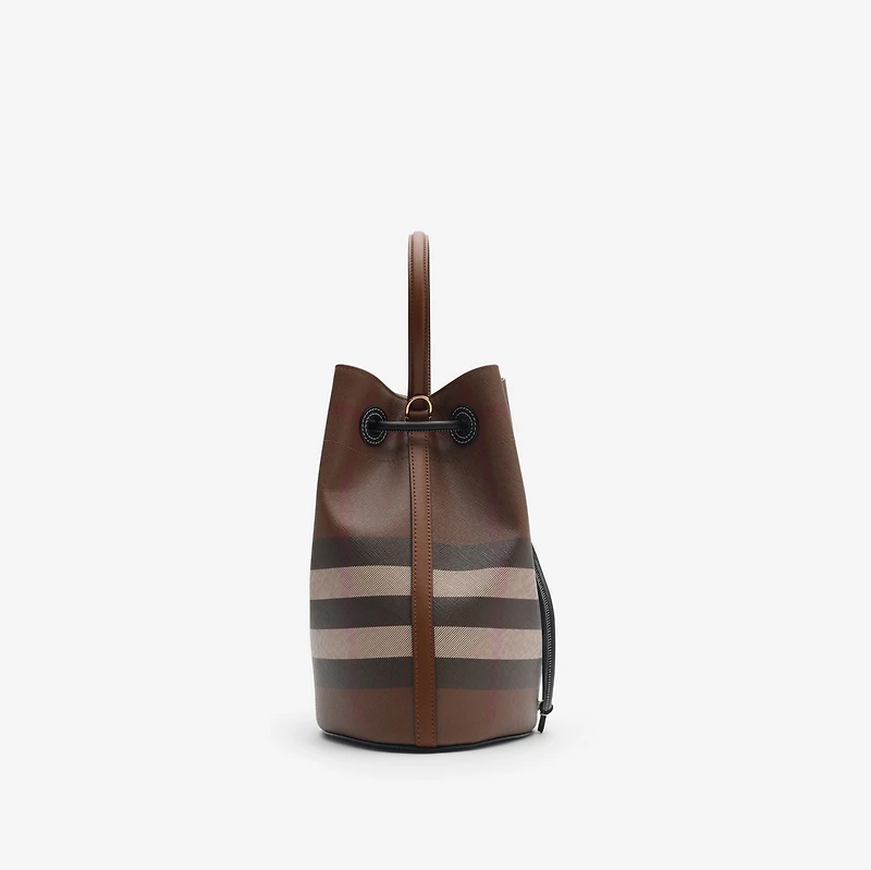 Small Check Bucket Bag in Dark birch brown - Women | Burberry® Official